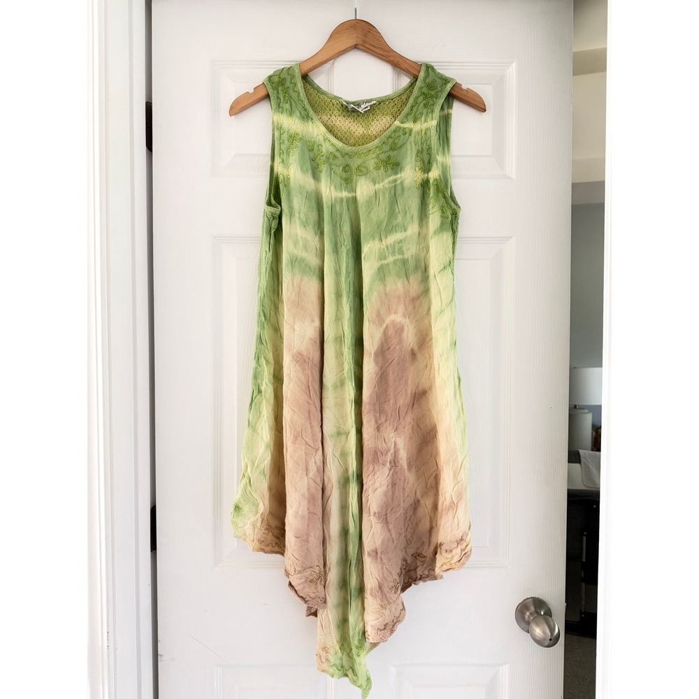VTG Womens Flowy Sleeveless Dress Fairy Whimsy Sleeveless Flowy Tye Dye